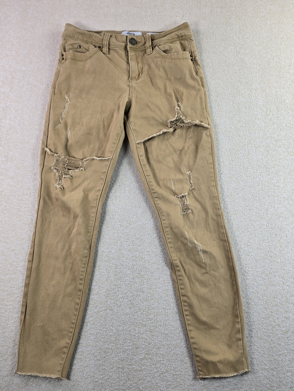 YMI Wanna Betta Butt Jeans 3/26 Tan Distressed Mid Rise Skinny Stretch